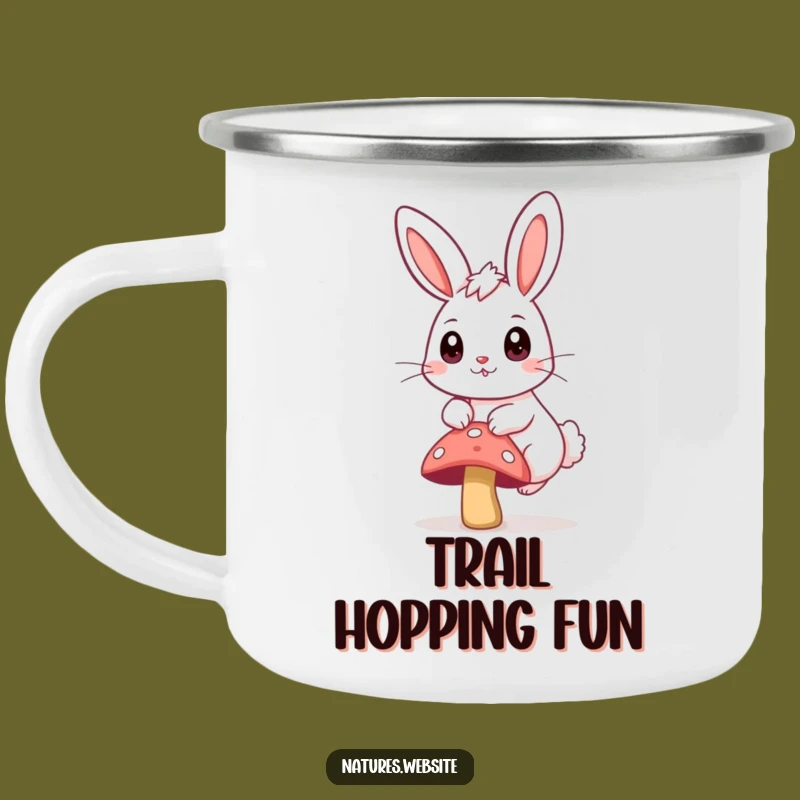 Funny Bunny Hopping Camping Mug: Whimsical Companion for Outdoor Fun