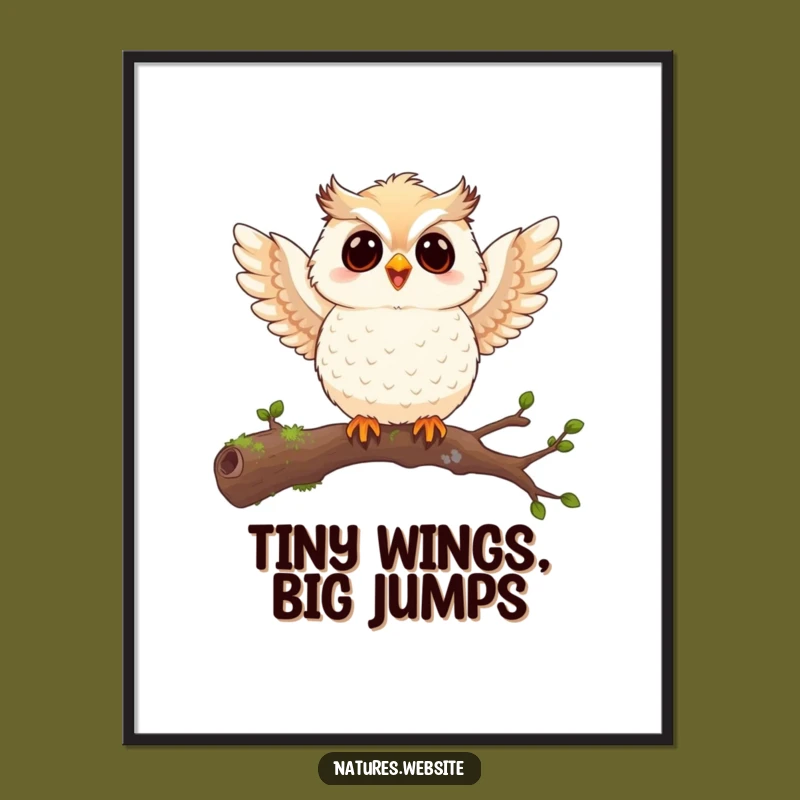 Funny Owl Chick Digital Art: Joyful Wings - Hilarious Downloadable Gift
