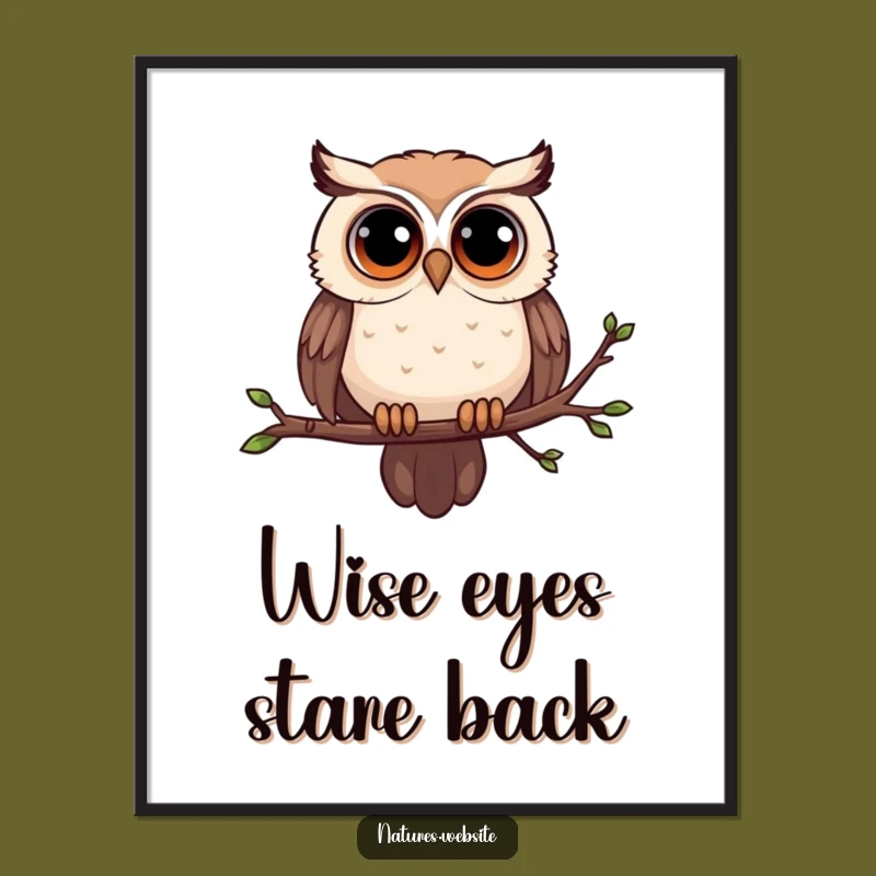 Funny Curious Owl Digital Art Print: Instantly Download Wise Whimsy and Humor