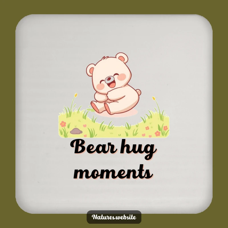 Funny Bear Cub Hill Coaster: Happy Character Drink Protector Gift