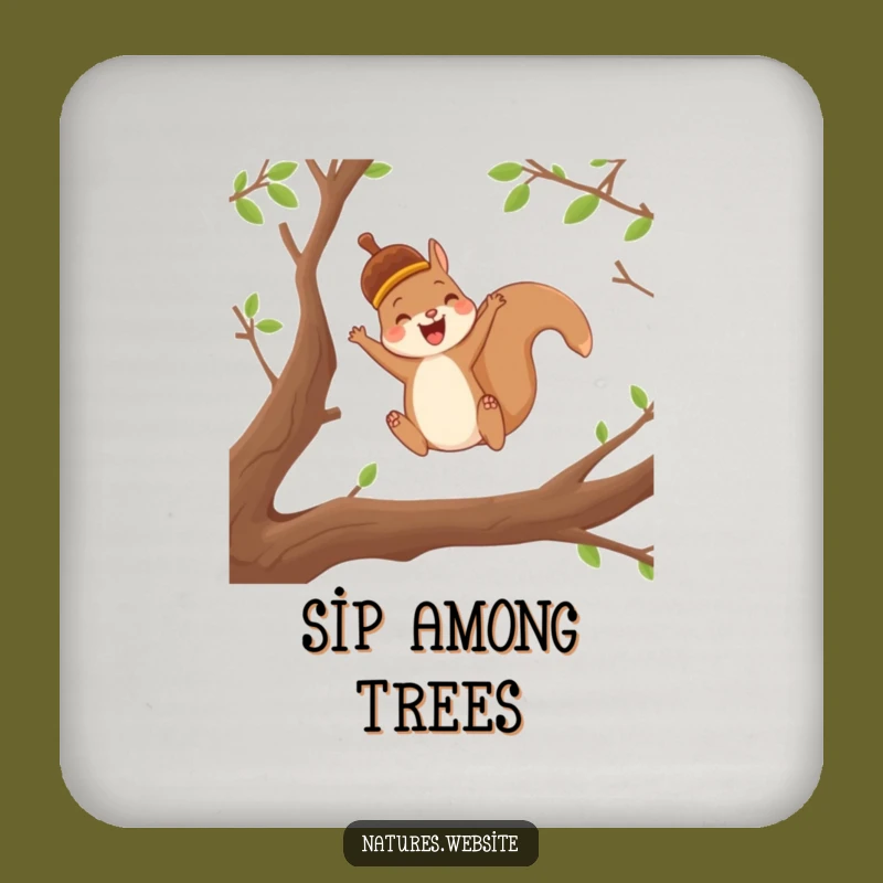 Funny Squirrel Acorn Coaster: Joyful Character Drink Protector Gift