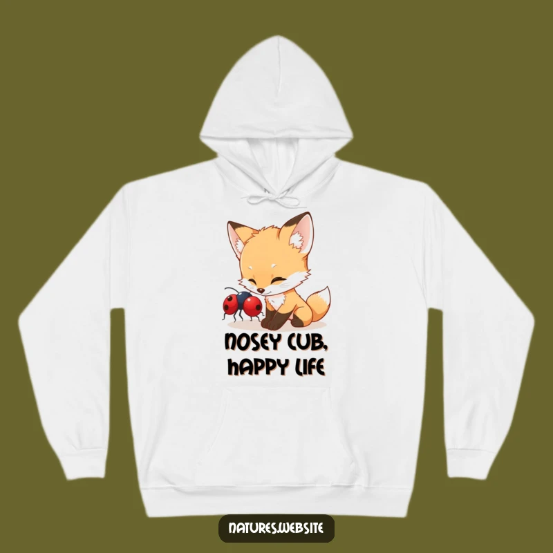 Funny Fox Cub Hoodie: Cozy Ladybug Nudge - A Warm & Humorous Gift