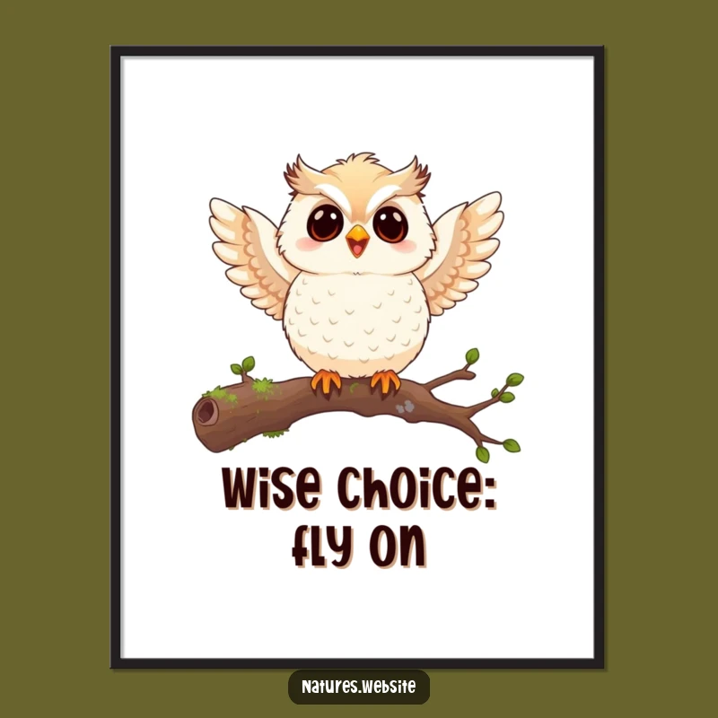 Funny Free Printable Owl Wall Art: Joyful Chick Flapping Wings Downloadable Decor!