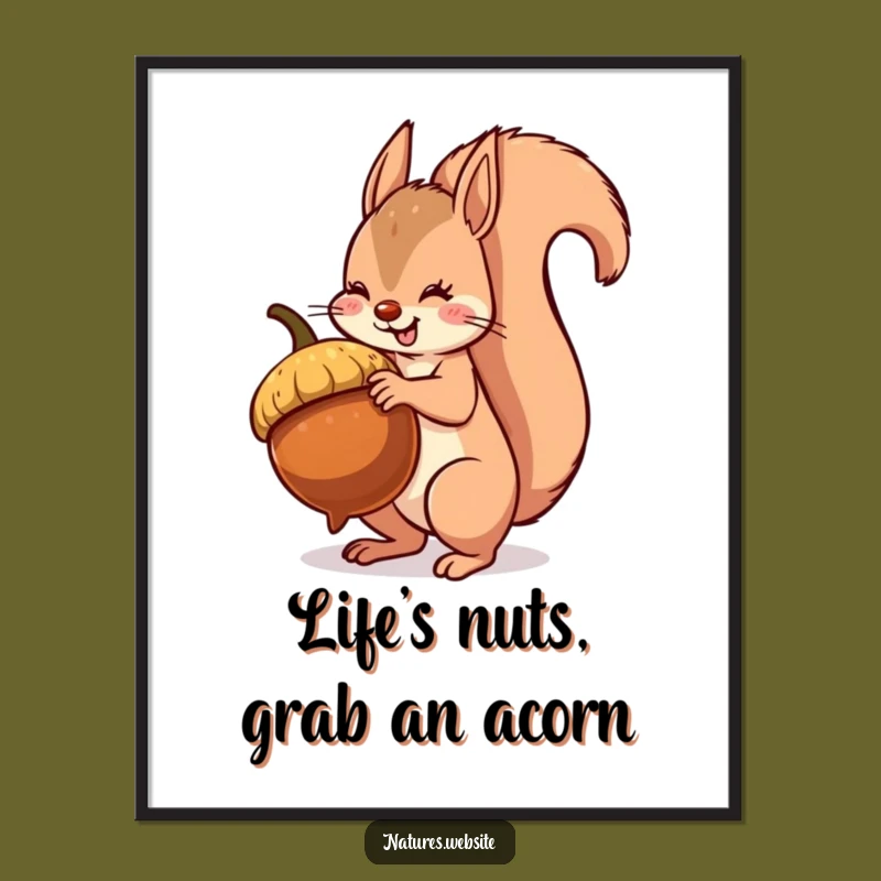 Funny Free Printable Squirrel Wall Art: Playful Acorn Balance Downloadable Decor!