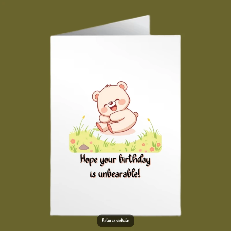 Free Printable Bear Birthday Card: Funny Giggling Cub Downloadable Gift!
