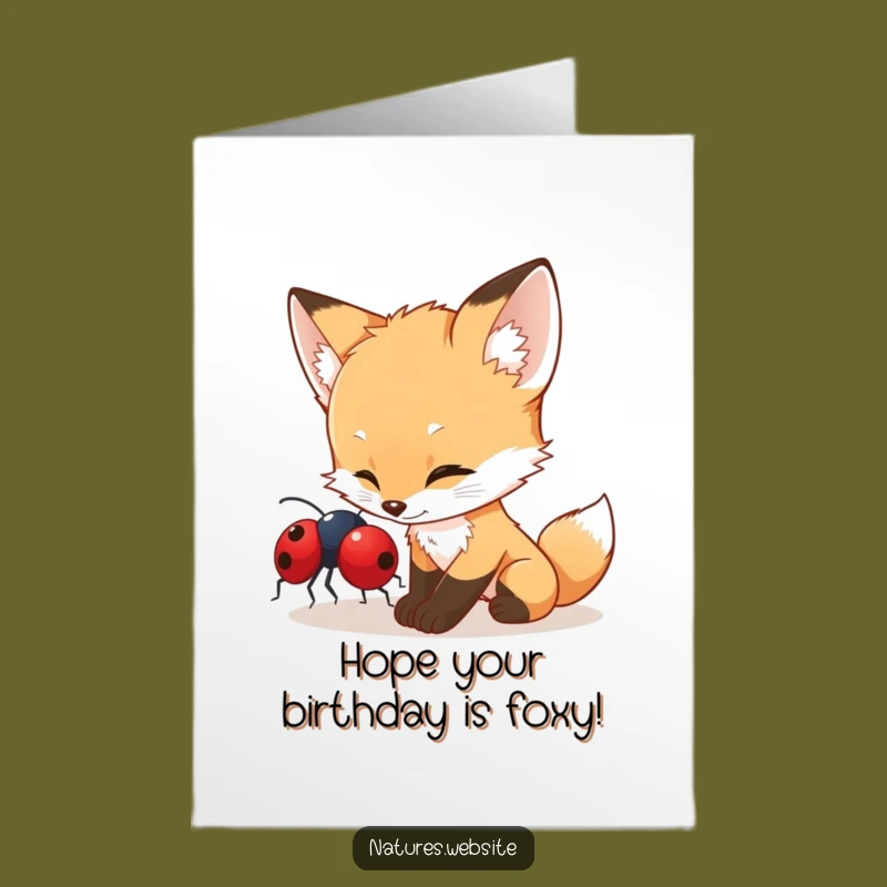 Free Printable Fox Birthday Card: Cute Ladybug Nudge Downloadable Gift!