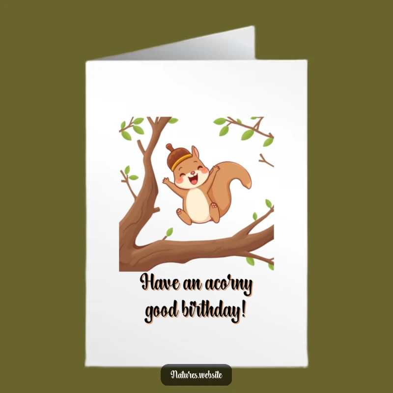 Free Printable Squirrel Birthday Card: Funny Acorn Cap Downloadable Gift for a Nutty Day!