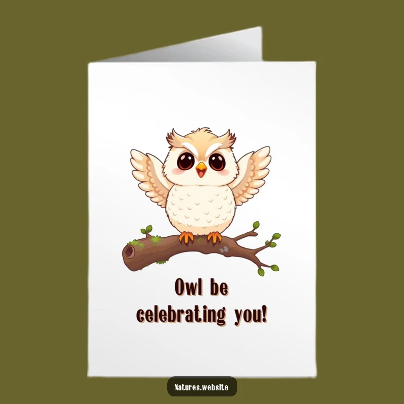 Free Printable Owl Birthday Card: Joyful Chick Flapping Wings Downloadable Gift!