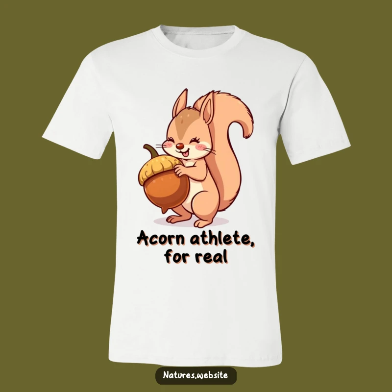 Funny Squirrel T-Shirt: Hilarious Acorn Balancing Act - A Comical Gift Tee