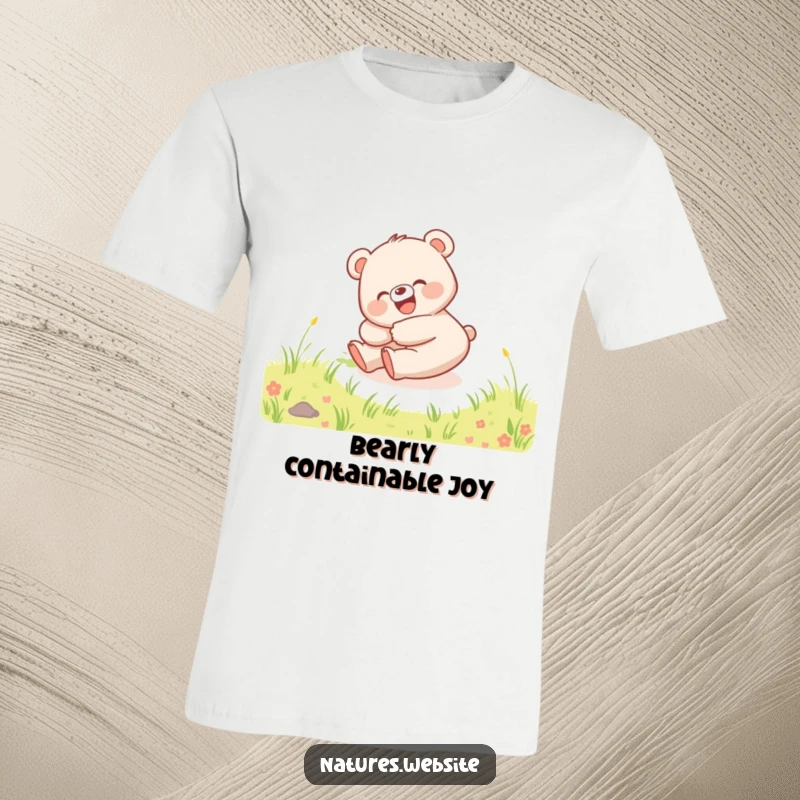 Funny t-shirt showcasing a happy bear cub tumbling down a grassy hill, capturing a moment of pure, unadulterated joy.