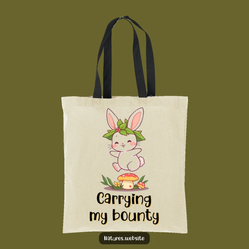 Funny Bunny Mushroom Tote Bag: Cute Character Carry-All Gift